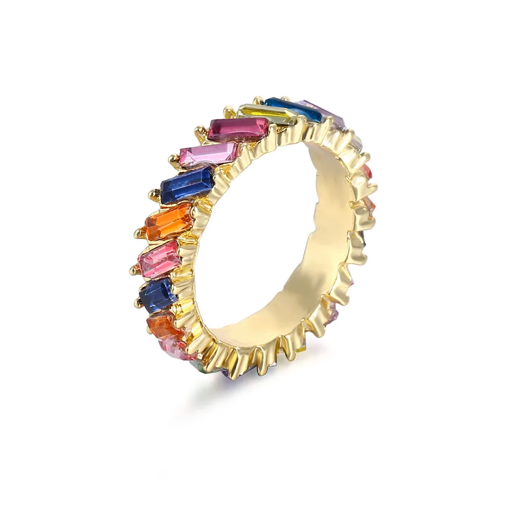 Rainbow Cubic Engagement Ring