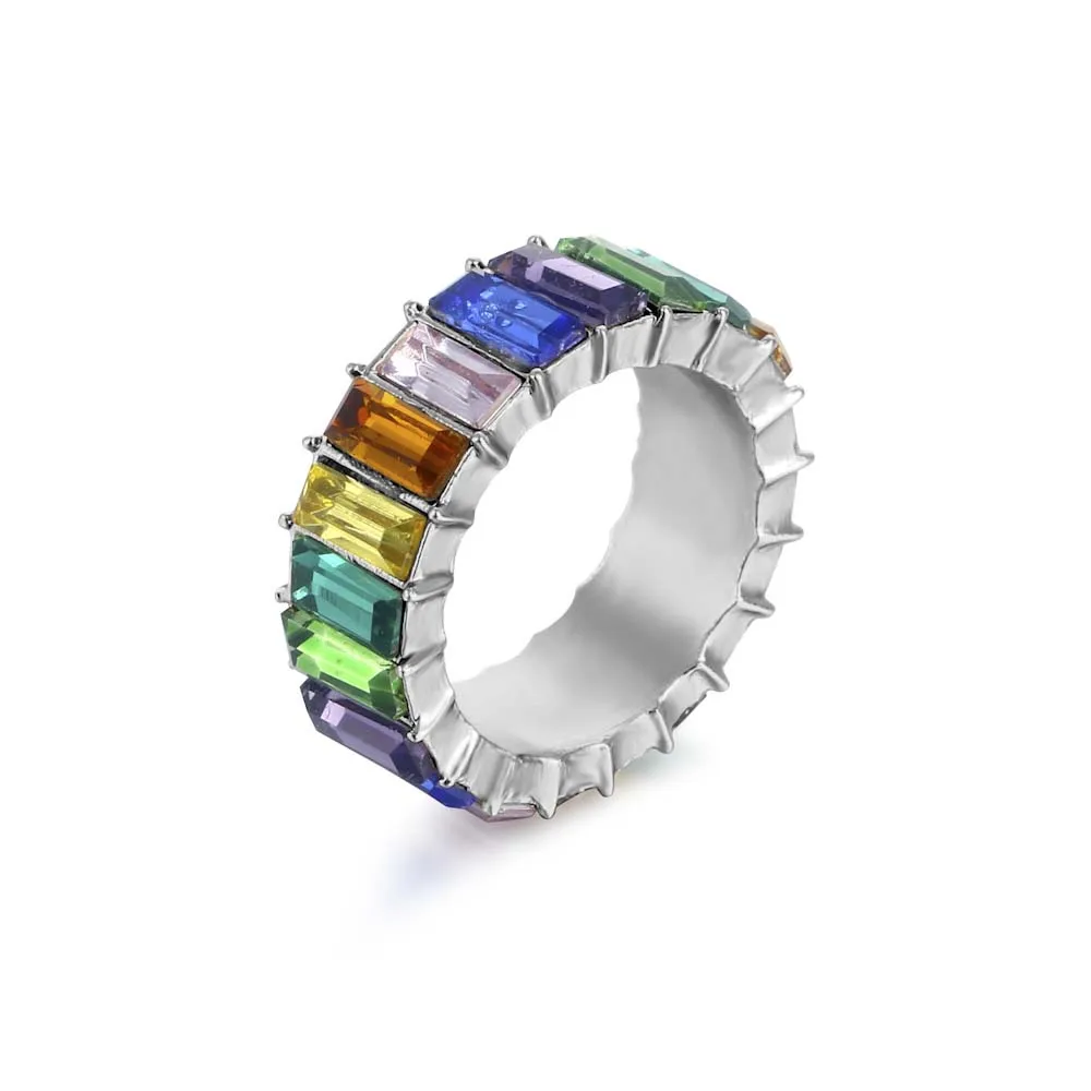 Rainbow Cubic Engagement Ring