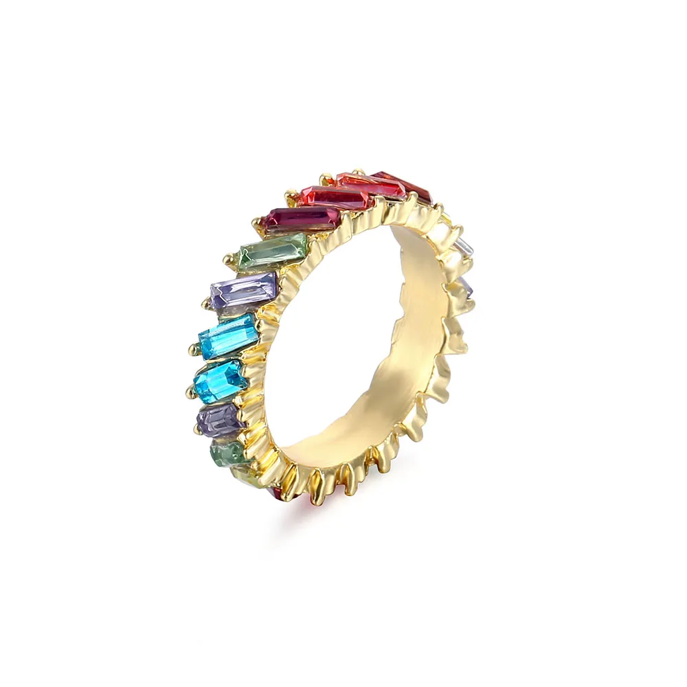 Rainbow Cubic Engagement Ring