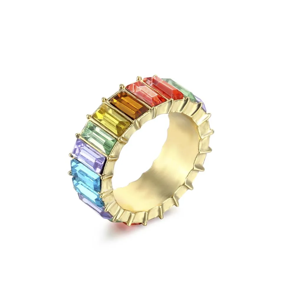 Rainbow Cubic Engagement Ring