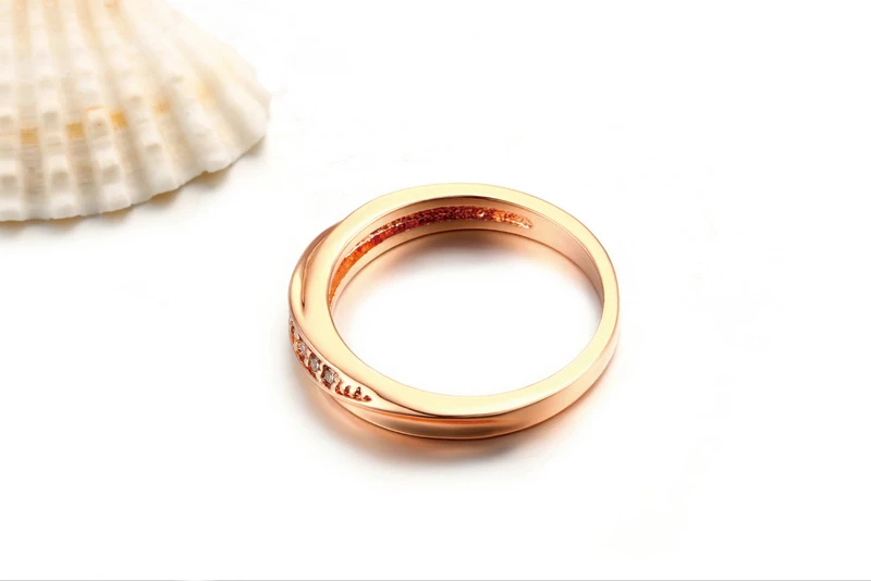 Simple Cubic Zirconia Rose Gold Ring Wedding Jewelry