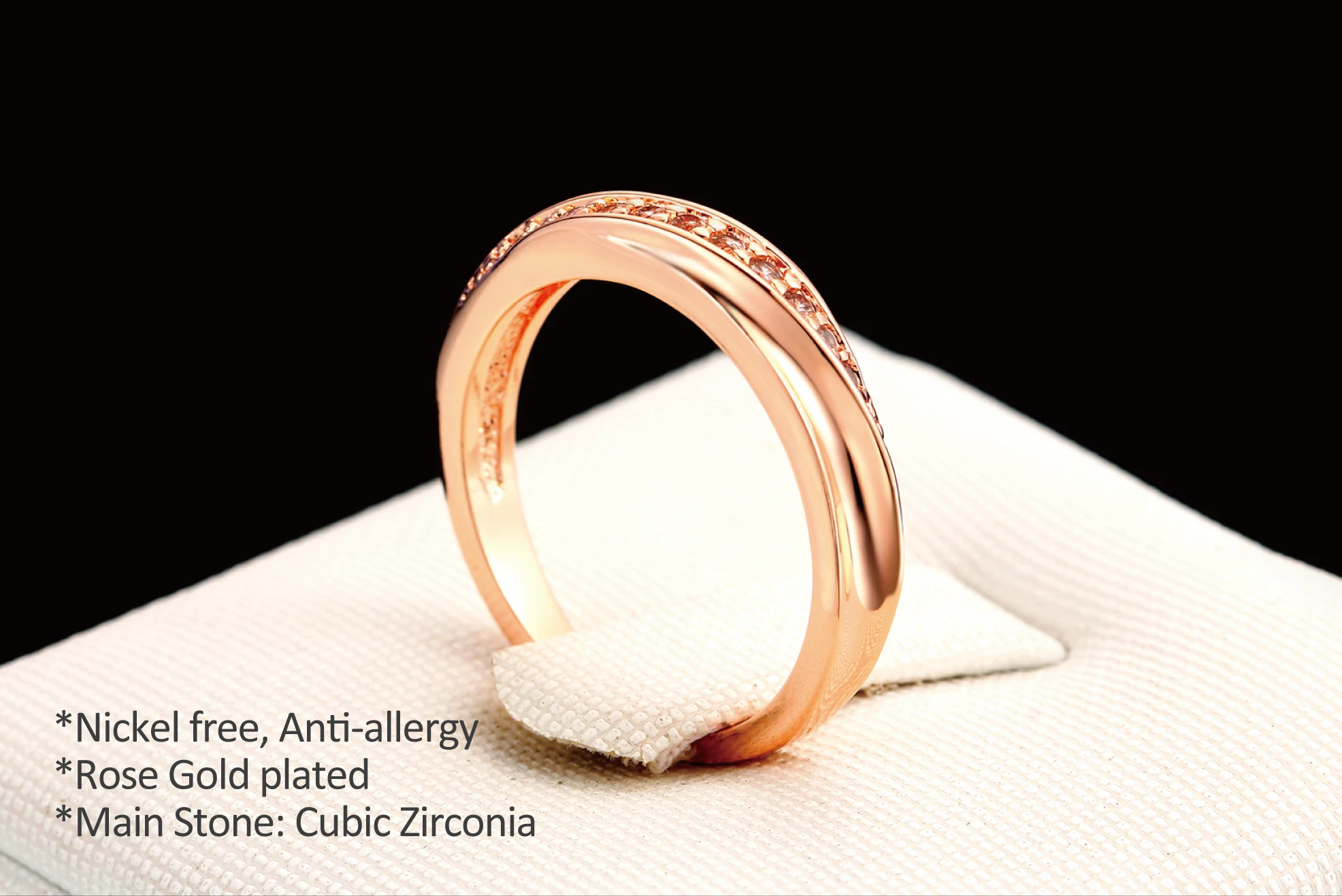 Simple Cubic Zirconia Rose Gold Ring Wedding Jewelry