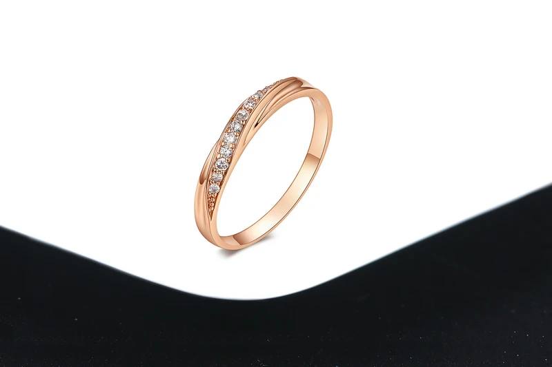 Simple Cubic Zirconia Rose Gold Ring Wedding Jewelry