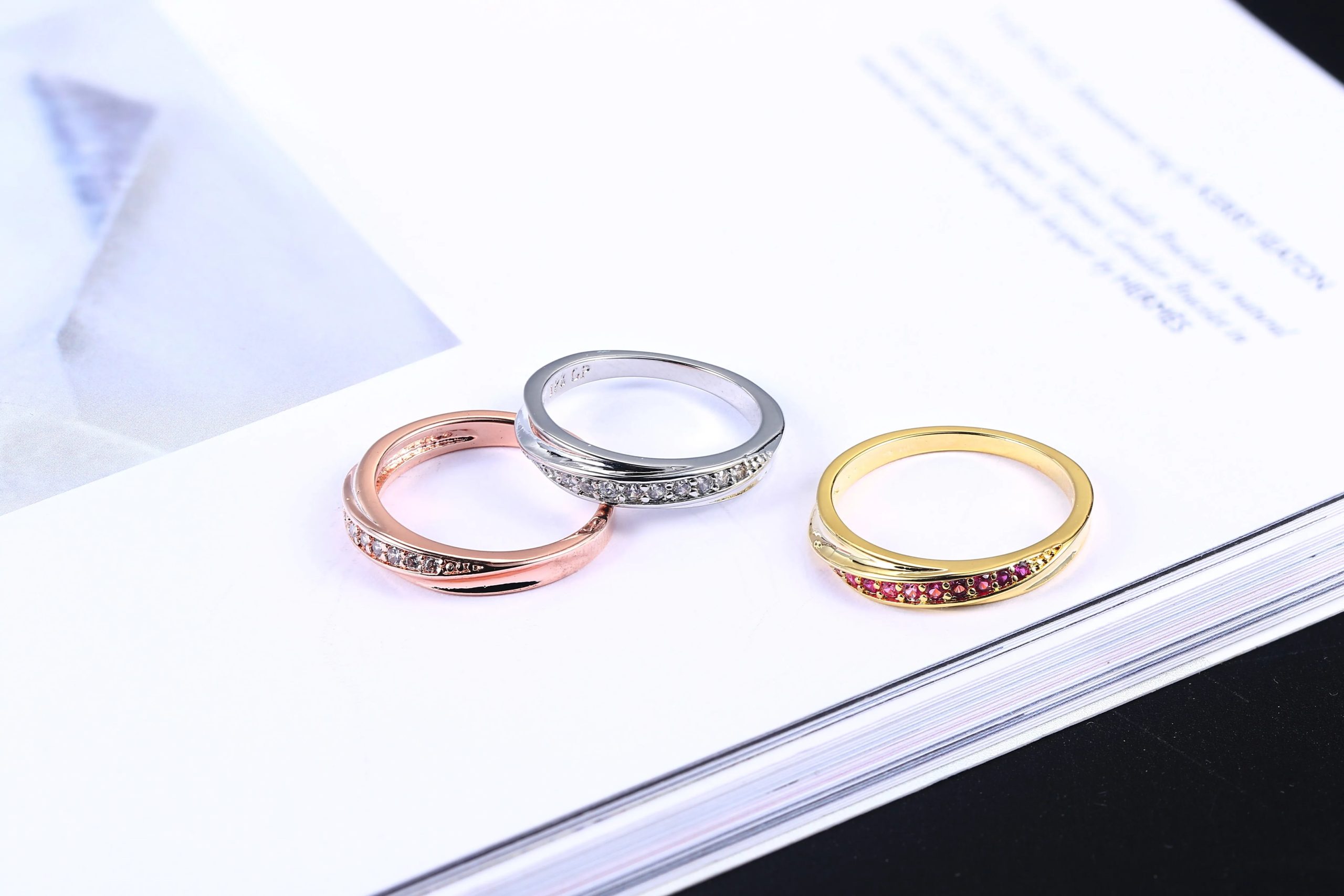 Simple Cubic Zirconia Rose Gold Ring Wedding Jewelry