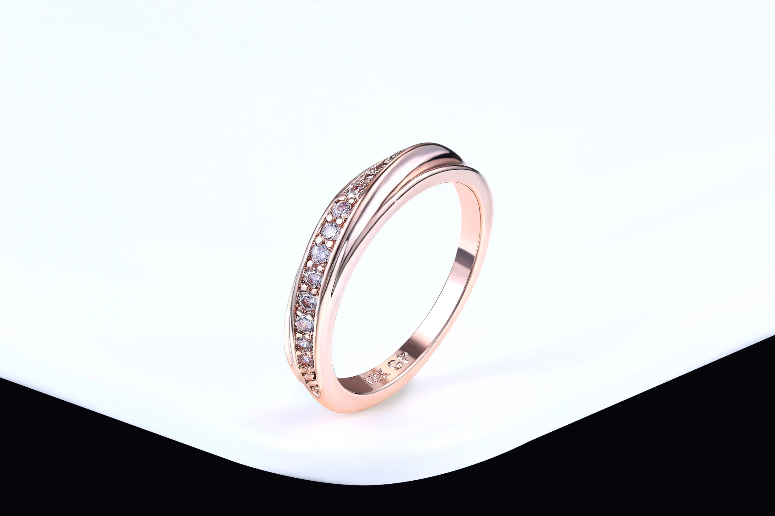 Simple Cubic Zirconia Rose Gold Ring Wedding Jewelry