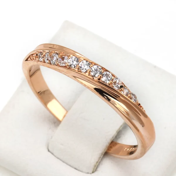 Simple Cubic Zirconia Rose Gold Ring Wedding Jewelry