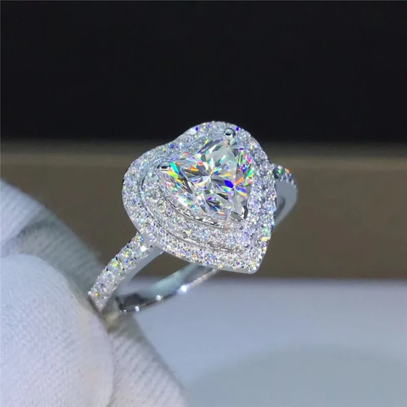 Love Shaped Cubic Zirconia Ring Wedding Jewelry