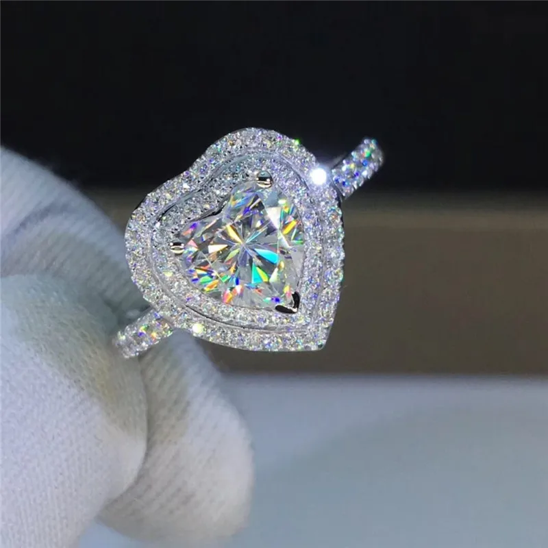 Love Shaped Cubic Zirconia Ring Wedding Jewelry