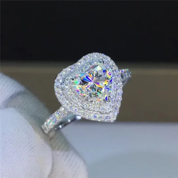 Love Shaped Cubic Zirconia Ring Wedding Jewelry