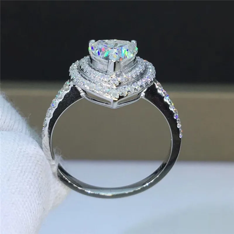 Love Shaped Cubic Zirconia Ring Wedding Jewelry