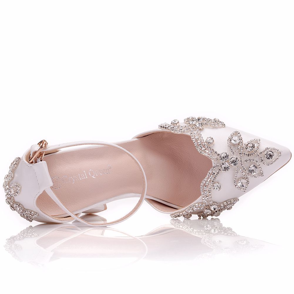 Thick Heel Pointed Toe Rhinestone Sandals Wedding Shoes