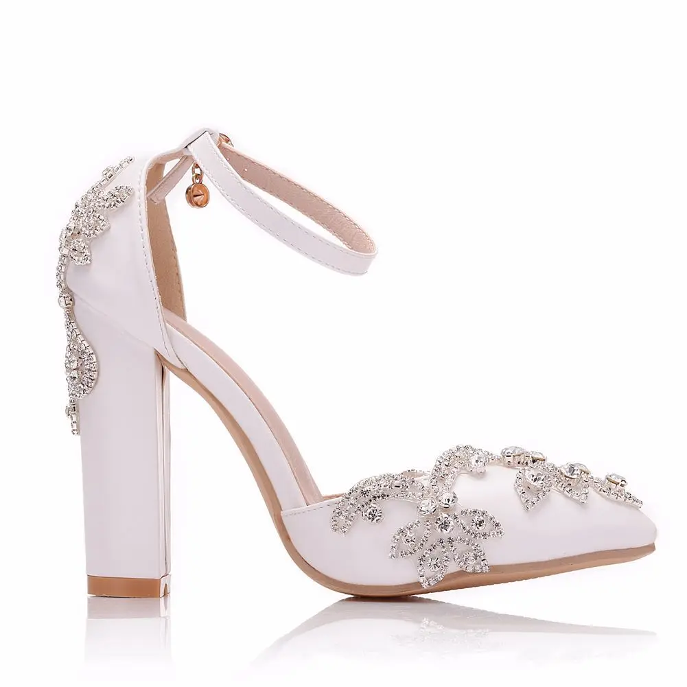 Thick Heel Pointed Toe Rhinestone Sandals Wedding Shoes