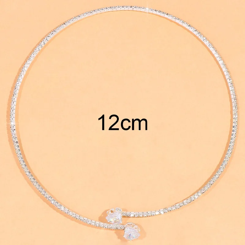 Rhinestone Heart Collar Choker Necklace Wedding Jewelry