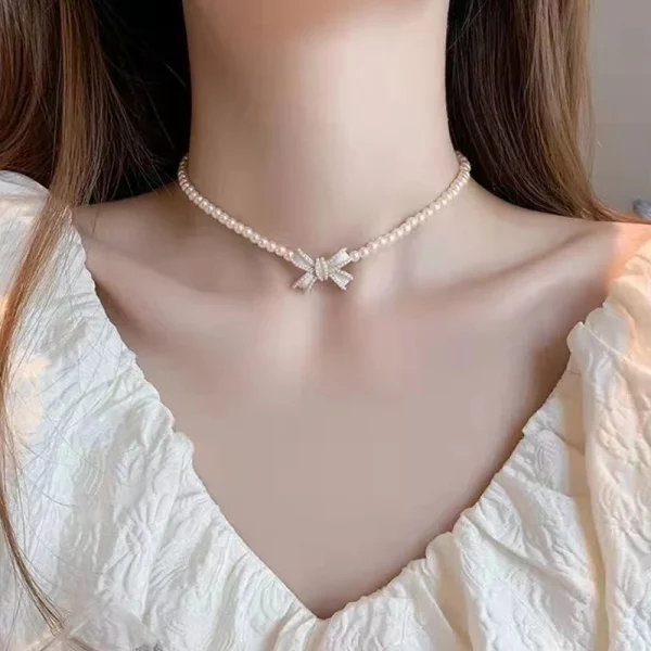 Elegant White Imitation Pearl Choker Necklace Wedding Jewelry