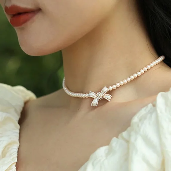 Elegant White Imitation Pearl Choker Necklace Wedding Jewelry