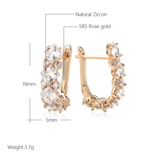 Rose Gold Zircon Long Earrings Vintage Bride Wedding Jewelry