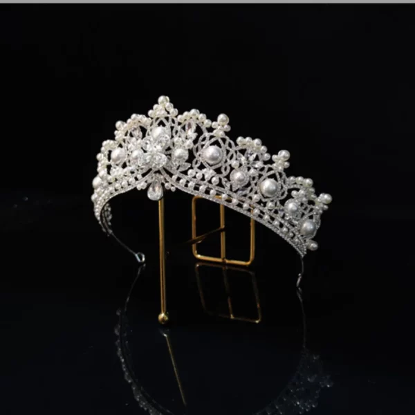 Pearl Tiara Crown For Bride Wedding Hair Jewelry