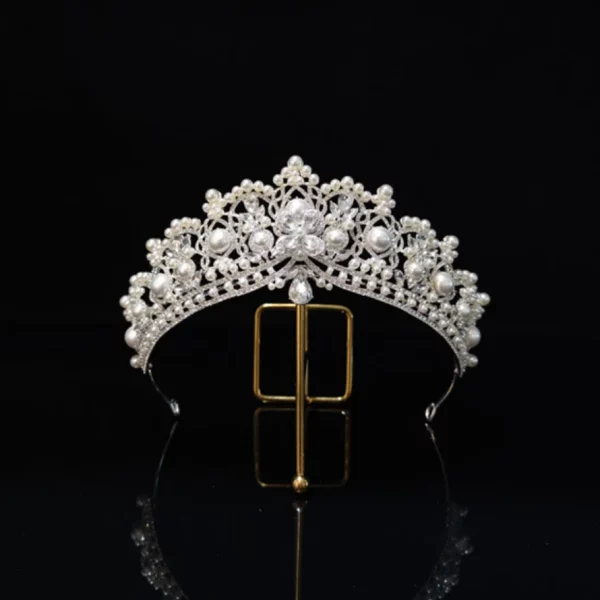 Pearl Tiara Crown For Bride Wedding Hair Jewelry