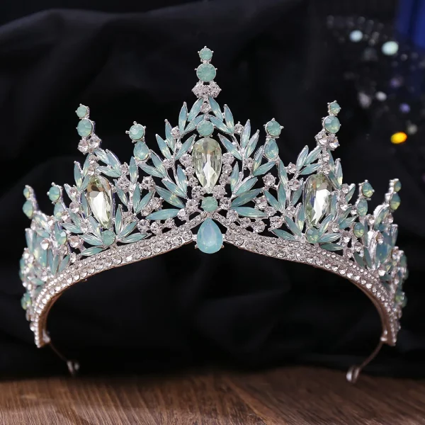 Baroque Luxury Big Water Drop Crystal Opal Tiara Wedding Hair Accessory