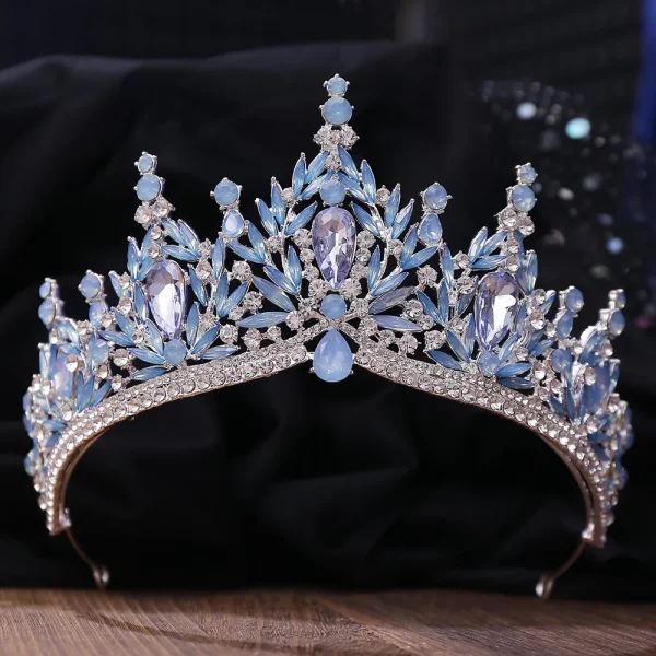 Baroque Luxury Big Water Drop Crystal Opal Tiara Wedding Hair Accessory