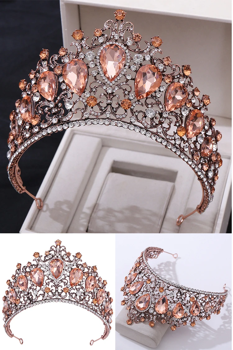 Baroque Rhinestone Headband Crown Wedding Hair Accessories