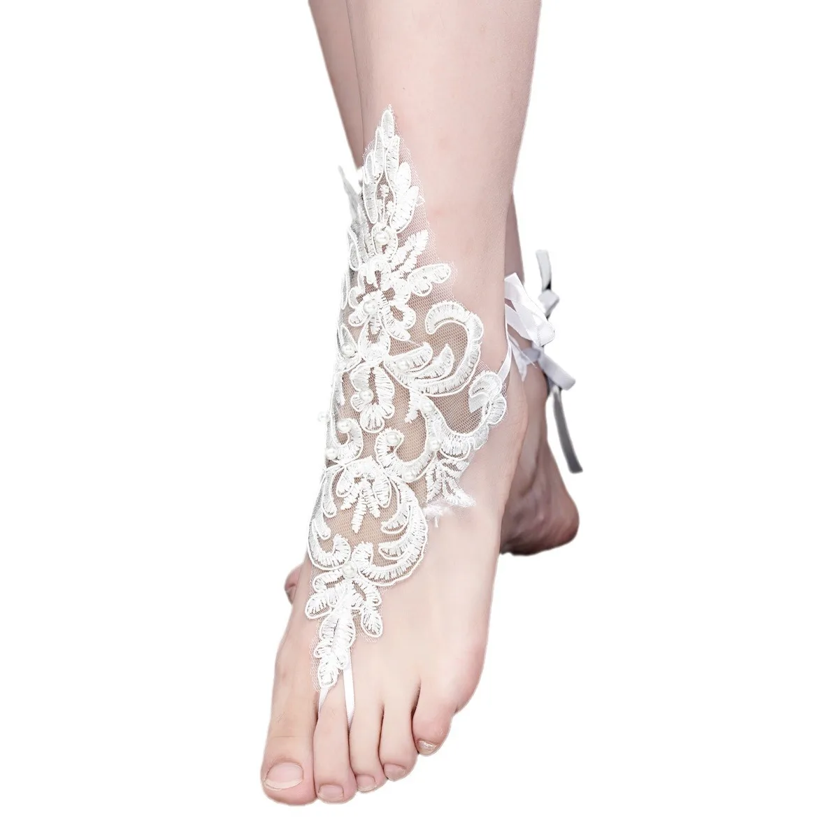 Elegant White Ivory Lace Short Fingerless Wedding Gloves