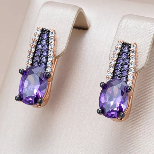 Purple Zircon Rose Gold And Black Gold Wedding Vintage Jewelry