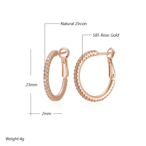 Zircon Rose Gold Big Hoop Earrings Wedding Vintage Jewelry