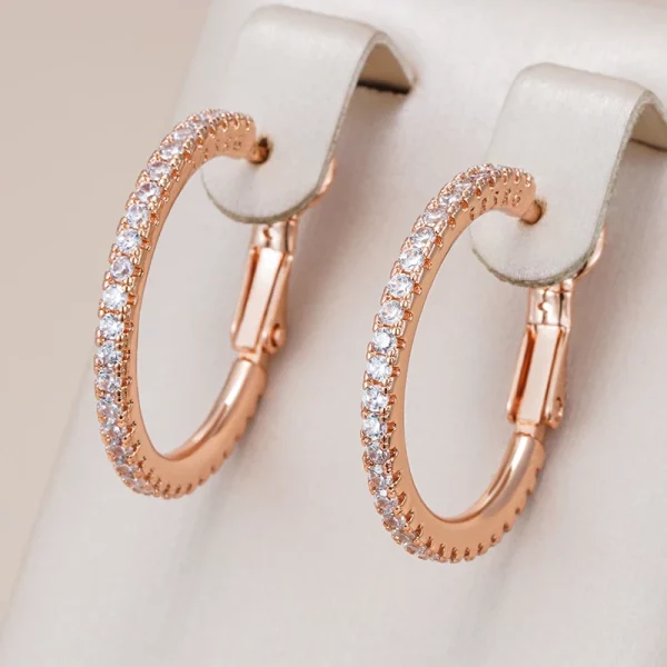 Zircon Rose Gold Big Hoop Earrings Wedding Vintage Jewelry