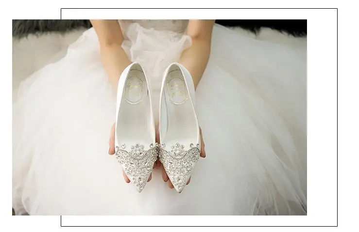 7cm Shallow Mount Pearl With Beaded Sexy High Heels Satin Wedding Shoes