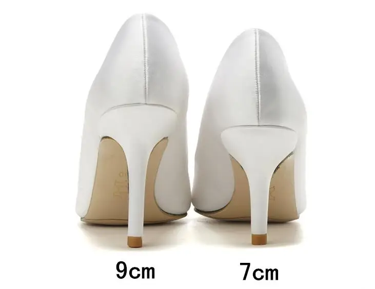 7cm Shallow Mount Pearl With Beaded Sexy High Heels Satin Wedding Shoes