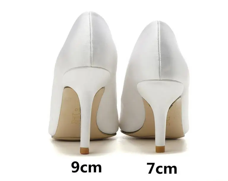 7cm Shallow Mount Pearl With Beaded Sexy High Heels Satin Wedding Shoes