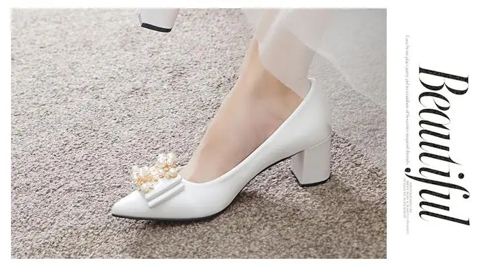 7cm Shallow Mount Pearl With Beaded Sexy High Heels Satin Wedding Shoes