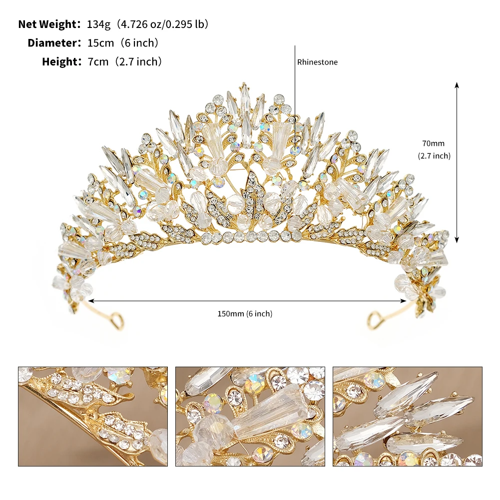 Vintage Baroque Crystal Diadem For Bride Headband Wedding Hair Accessories