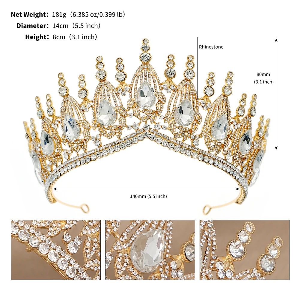 Vintage Baroque Crystal Diadem For Bride Headband Wedding Hair Accessories