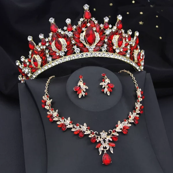 Tiara And Necklace Earrings Set Wedding Jewelry Set with Crown