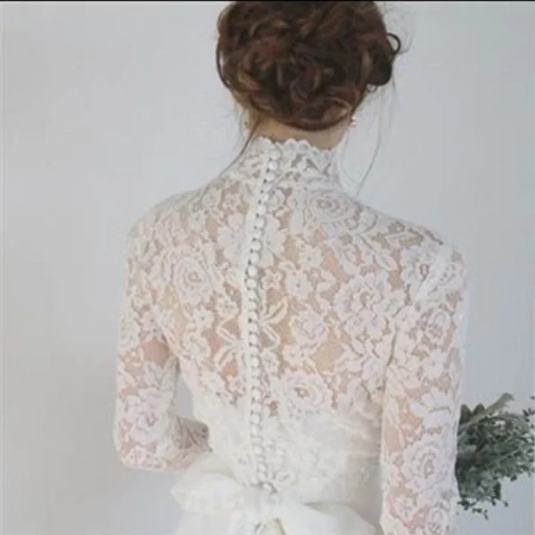 High Neck Lace Appliques Bridal Bolero Shawl Wedding Accessories