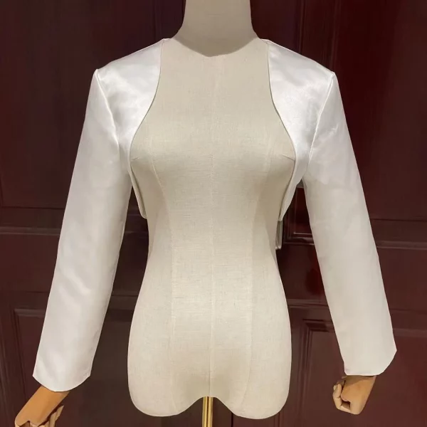 Satin Long Sleeve Wedding Jacket Wraps Bolero