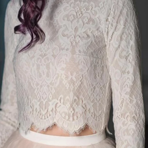 3/4 Long Sleeve Full Lace Applique Jewel Neck Wedding Bolero Bridal Jacket