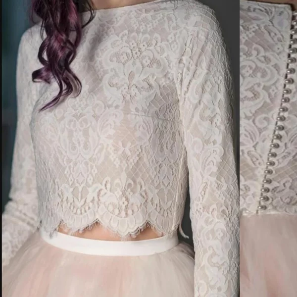 3/4 Long Sleeve Full Lace Applique Jewel Neck Wedding Bolero Bridal Jacket