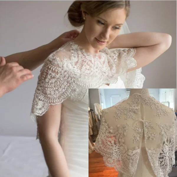 O Neck Lace Up Illusion Appliques Beaded Sleeveless Bolero Bridal Jacket Wedding Accessories