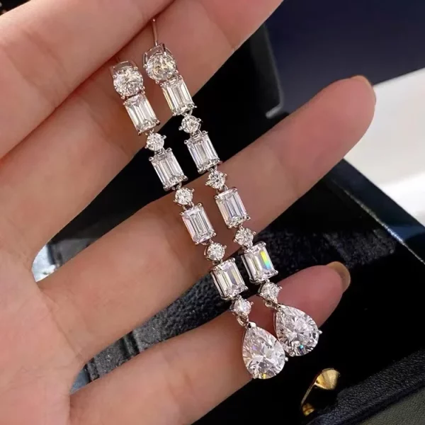 Water Drop Diamond Dangle Earrings Wedding Engagement Jewelry