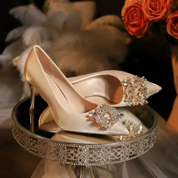 Crystal Elegant Pointed Toe High-Heeled Wedding Shoes