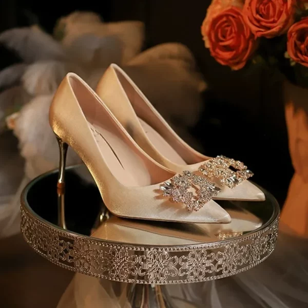 Crystal Elegant Pointed Toe High-Heeled Wedding Shoes