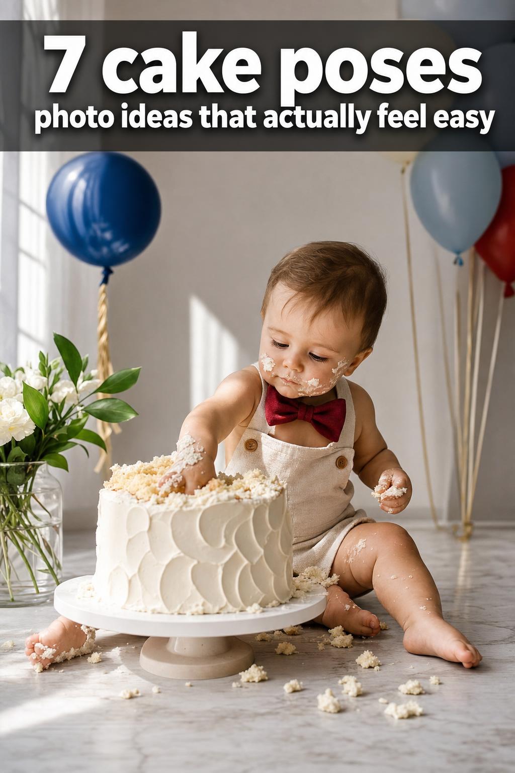 Creative cake poses photo ideas for a fun birthday cake portrait