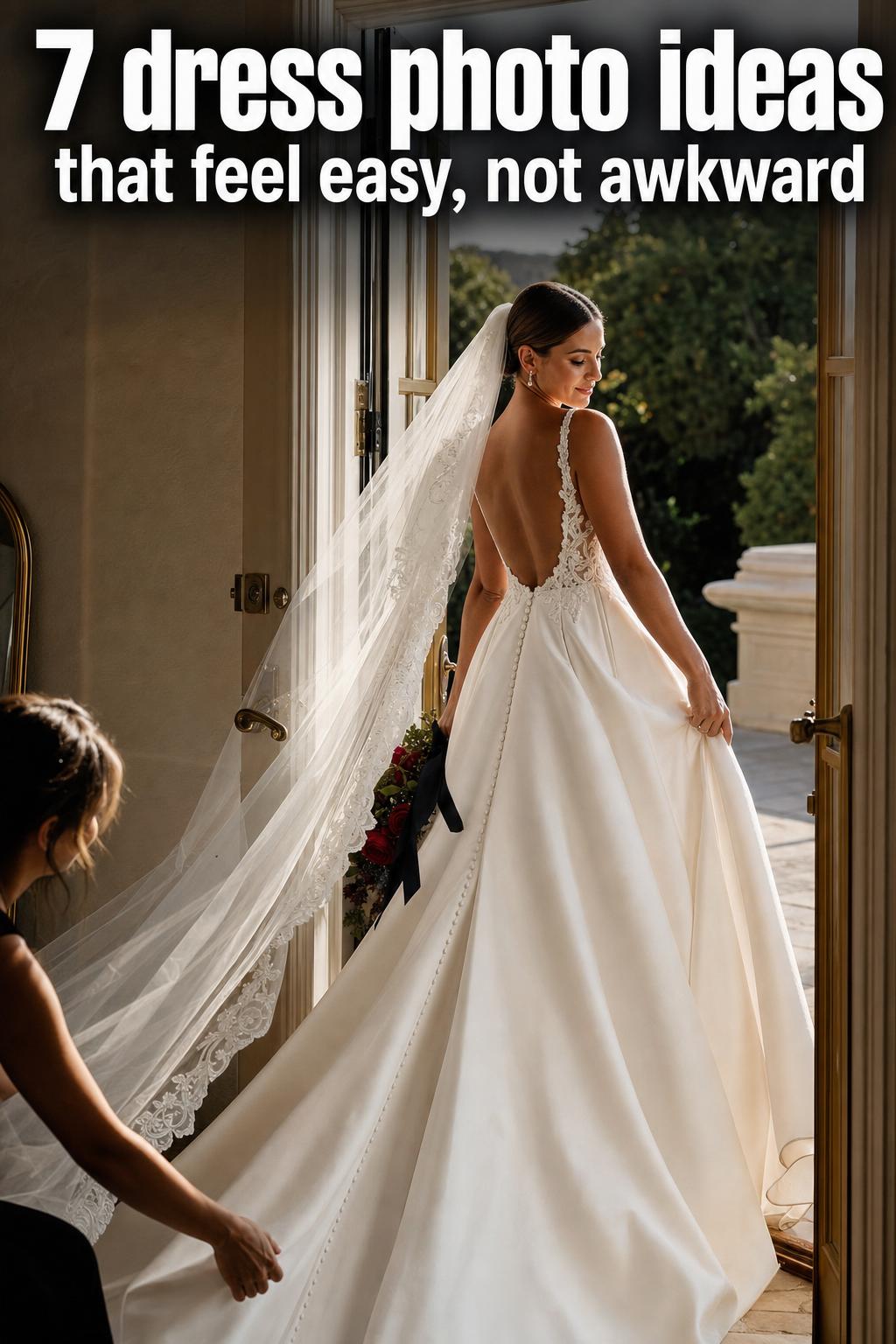 Elegant dress photo ideas in a sunlit studio with a model posing in a flowing midi dress for fashion inspiration