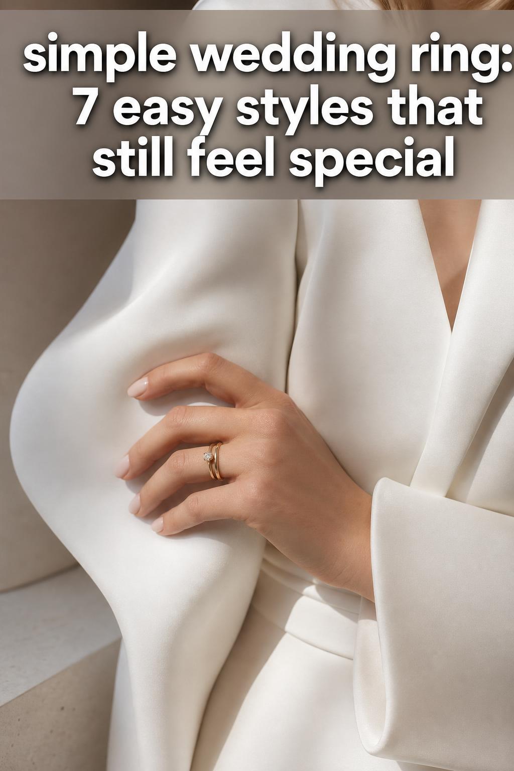 Simple wedding ring in close-up on a soft neutral background, elegant and timeless