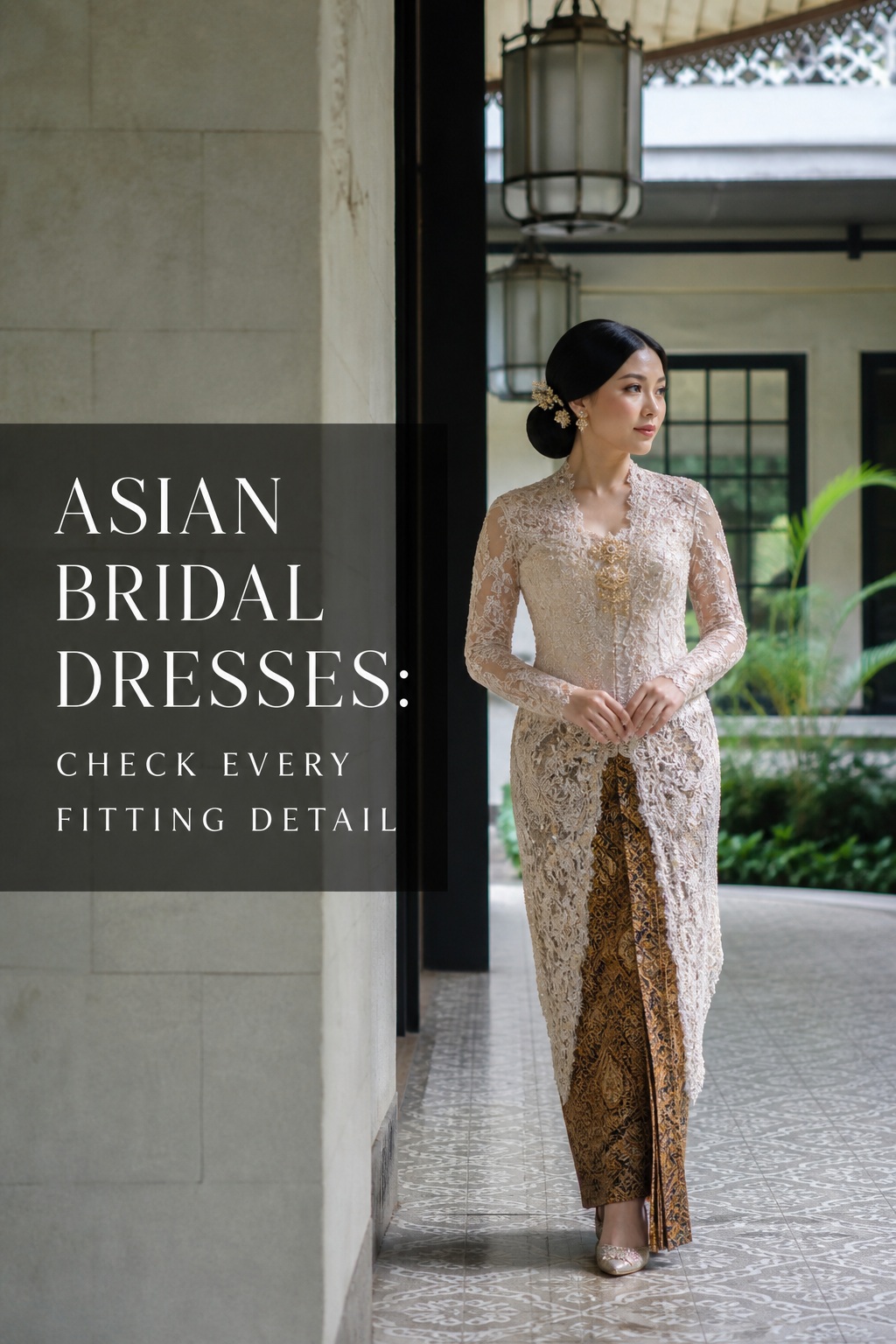 Asian bridal dresses Indonesian lace kebaya and long skirt