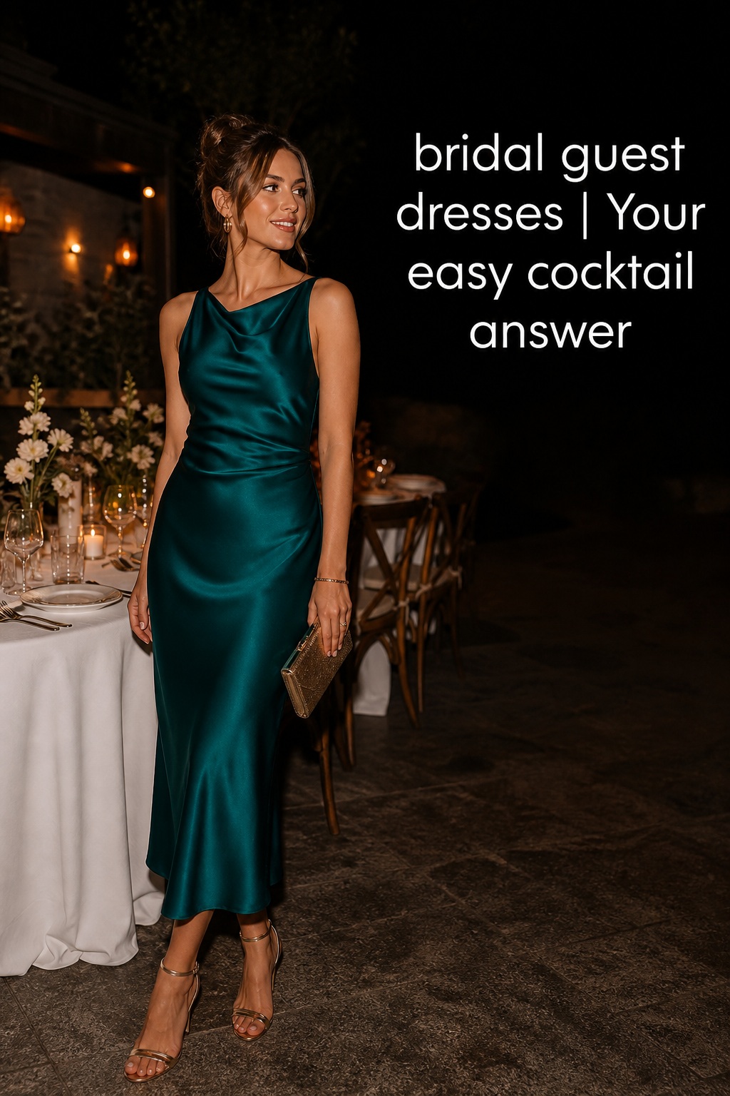 bridal guest dresses jewel-tone satin midi for an evening rehearsal dinner