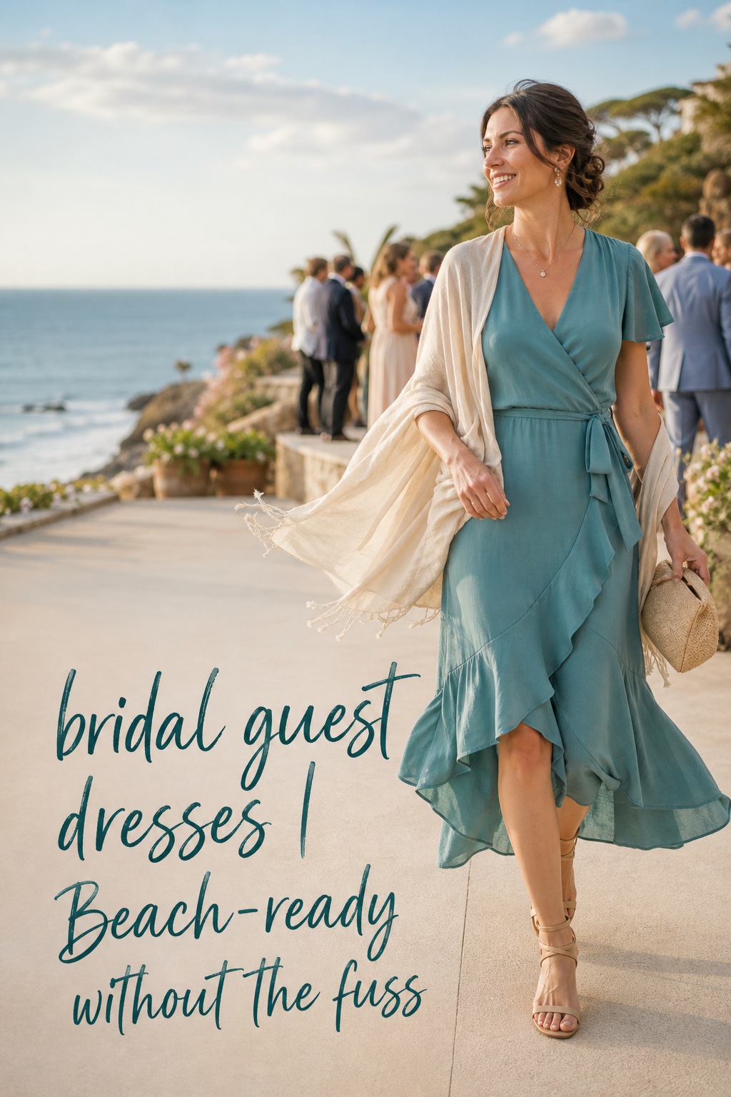 bridal guest dresses breathable blue wrap dress for a beach wedding